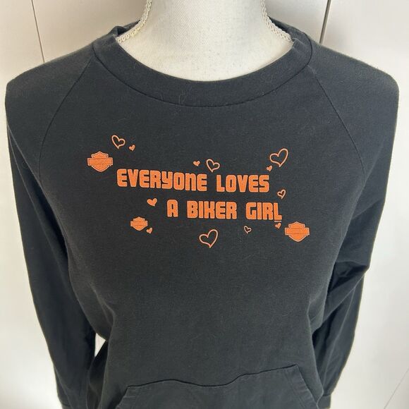 Harley Davidson Sz XL Everyone Loves A Biker Girl Black Zepka HD Johnstown PA - Picture 2 of 7
